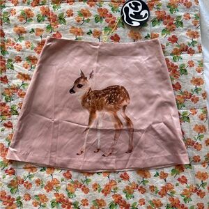 Chic Pink Fawn Print Mini Skirt